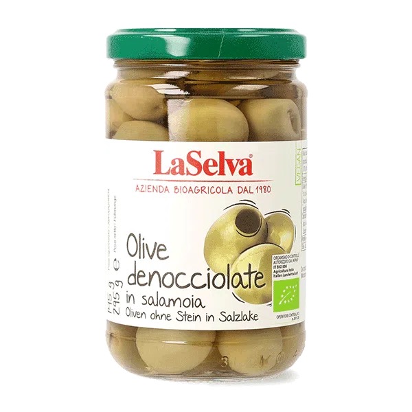 Zelené olivy bez kôstky "Olive verdi denocciolate La selva bio"